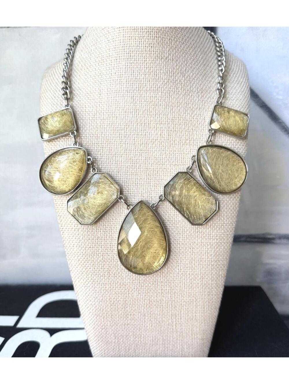 NY & Co Gold Statement Necklace Geometric Resin